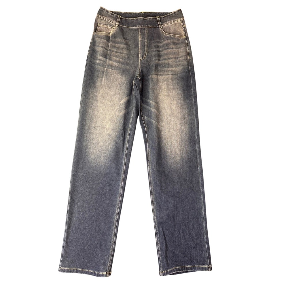 Halara Pull On Straight Leg Denim Jeans Medium Wash Size L